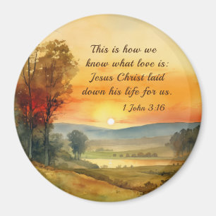 1 John 3:16 Jesus lade ner sitt liv för oss Bible Magnet