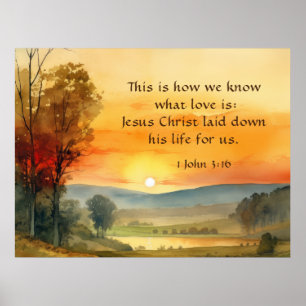 1 John 3:16 Jesus lade ner sitt liv för oss Bible Poster