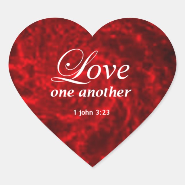 1 John 3:23 Hjärtformat Klistermärke (Framsida)