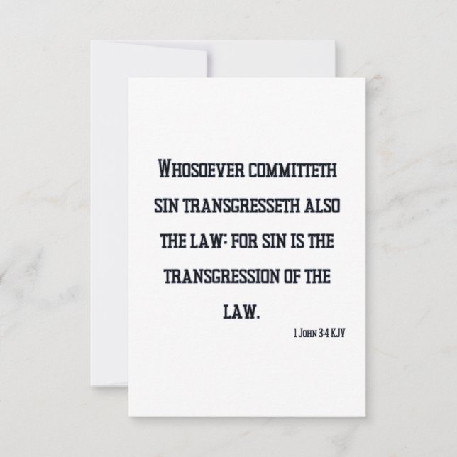 1 John 3:4 KJV Bible Verse Flat Greeting Card Kort (Framsida)