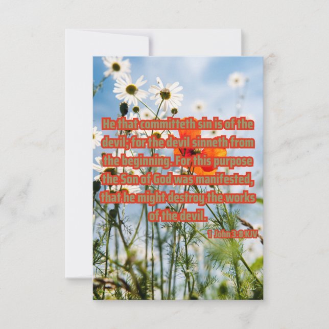 1 John 3:8 KJV Bible Scripture Pic Hälsning Kort (Framsida)