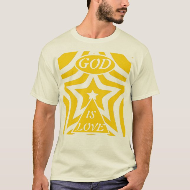 1 John 4:16 "God is Love" Cyber Yellow - Christian T Shirt (Framsida)