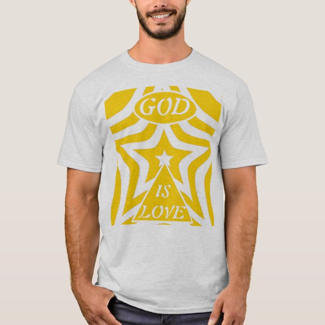 1 John 4:16 "God is Love" Cyber Yellow - Christian T Shirt (Framsida)