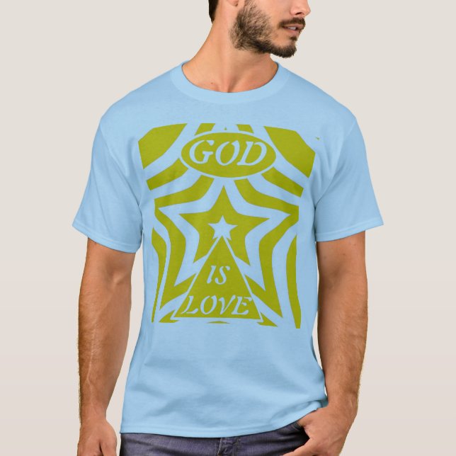 1 John 4:16 "God is Love" Cyber Yellow - Christian T Shirt (Framsida)