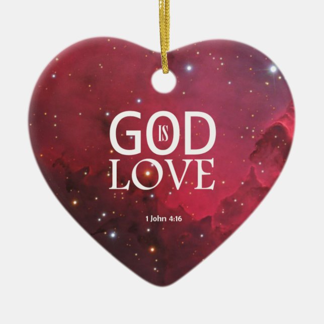 1 John 4:16 Julgransprydnad Keramik (Framsidan)