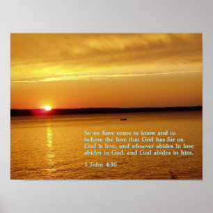 1 John 4:16solnedgång Poster