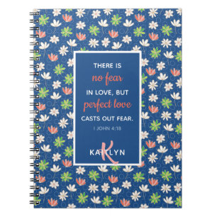 1 John 4:18 Blue Ditsy-Blommönster bärbar dator Anteckningsbok