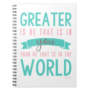 1 John 4:4 Bible Verse Christian Notebook Anteckningsbok