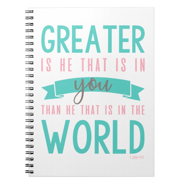 1 John 4:4 Bible Verse Christian Notebook Anteckningsbok (Framsidan)