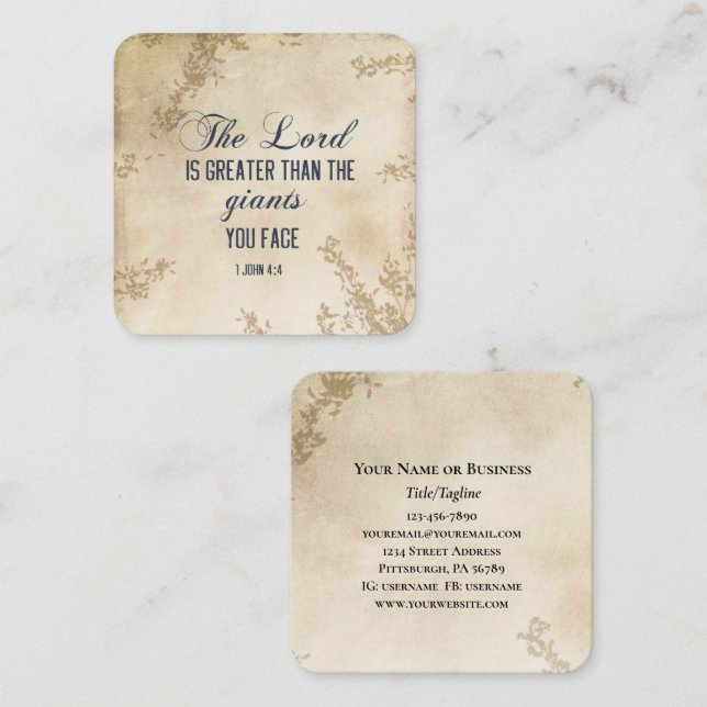 1 John 4 4 Herren är en Underbarare inspirationsof Fyrkantigt Visitkort (Fram/baksida)