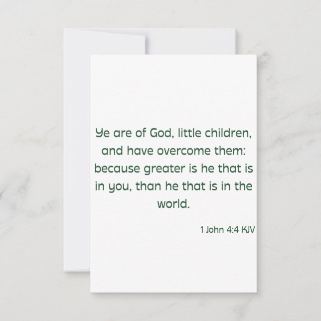1 John 4:4 KJV Bible Verse Flat Greeting Card Kort (Framsida)