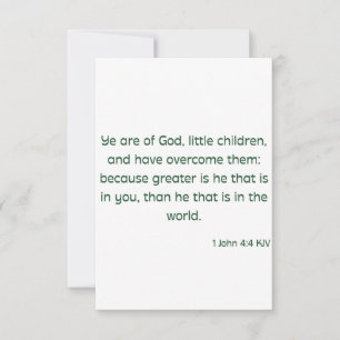 1 John 4:4 KJV Bible Verse Flat Greeting Card Kort