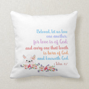 1 John 4:7 Bibelverse Rainbow Text Kudde