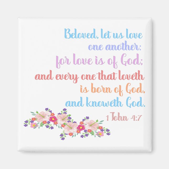 1 John 4:7 Bible Verse Rainbow Text Magnet (Framsidan)