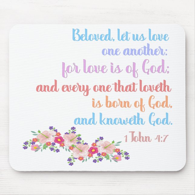 1 John 4:7 Bible Verse Rainbow Text Musmatta (Framsidan)