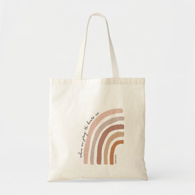 1 John 5:15 - Boho Rainbow Tygkasse (Framsidan)