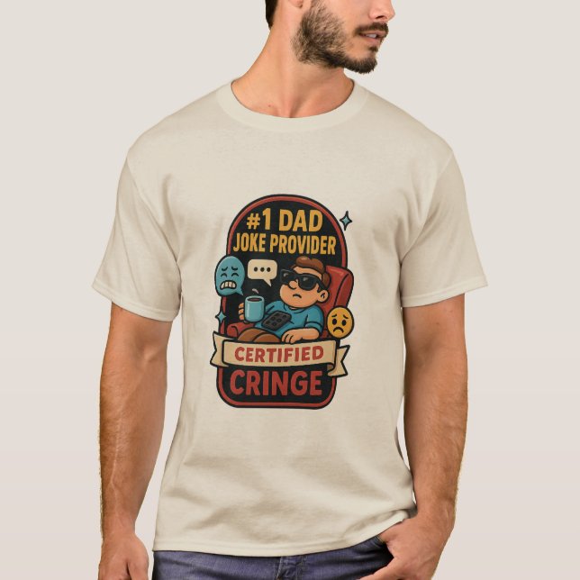 #1 Joke Provider Auktoriserad Cringe Tee, Pappa T Shirt (Framsida)