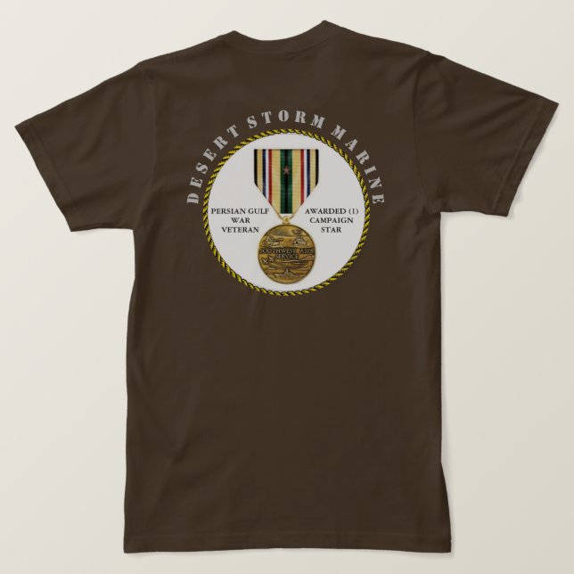 1 KAMPANJ STAR Desert Storm Marine SEMPER Fi T Shirt (Design baksida)