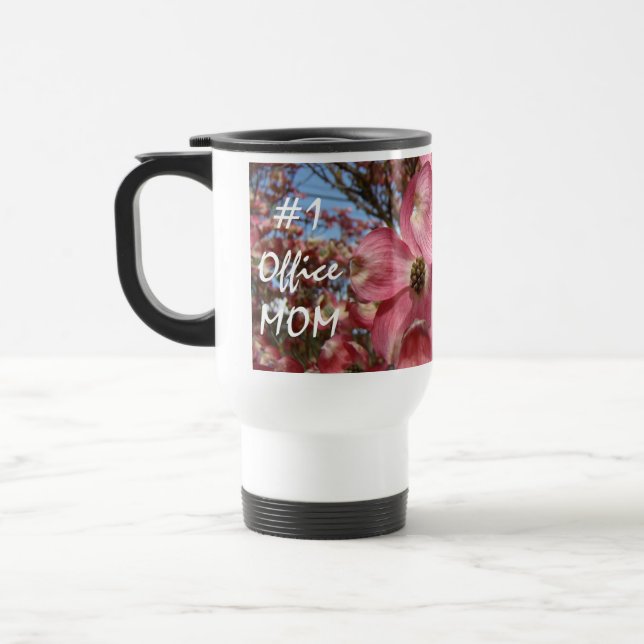 #1 Kontorsmamma kaffemugg Rosa Kornellblommor (Vänster)