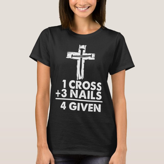 1 Kor + 3 Nagel 4 mot Christian Jesus Påsk T Shirt (Framsida)