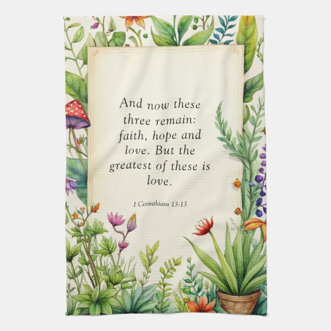 1 Korinthierbrev 13:13 kristen bibelvers Kökshandduk (Vertikal)