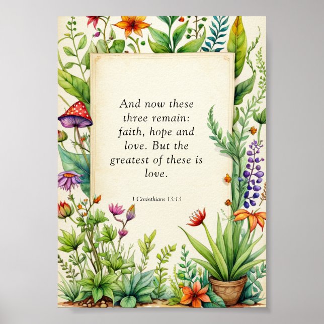 1 Korinthierbrev 13:13 kristen bibelvers Poster (Framsidan)