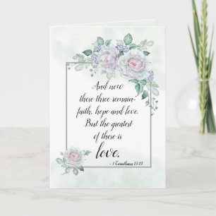 1 Korinthierbrev 13:13 Tro Hopp Kärlek, Bibelvers Kort