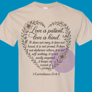 1 Korinthierbrev 13:4-5 - Kristet (svart text) T Shirt