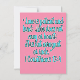 1 Korinthierbrev 13:4 Kärlek är tålmodig och god Vykort
