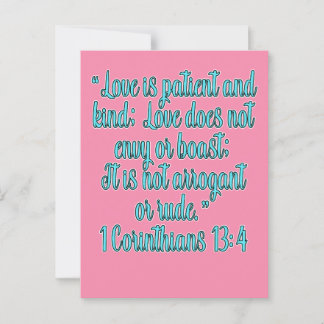 1 Korinthierbrev 13:4 Kärlek är tålmodig och god Vykort