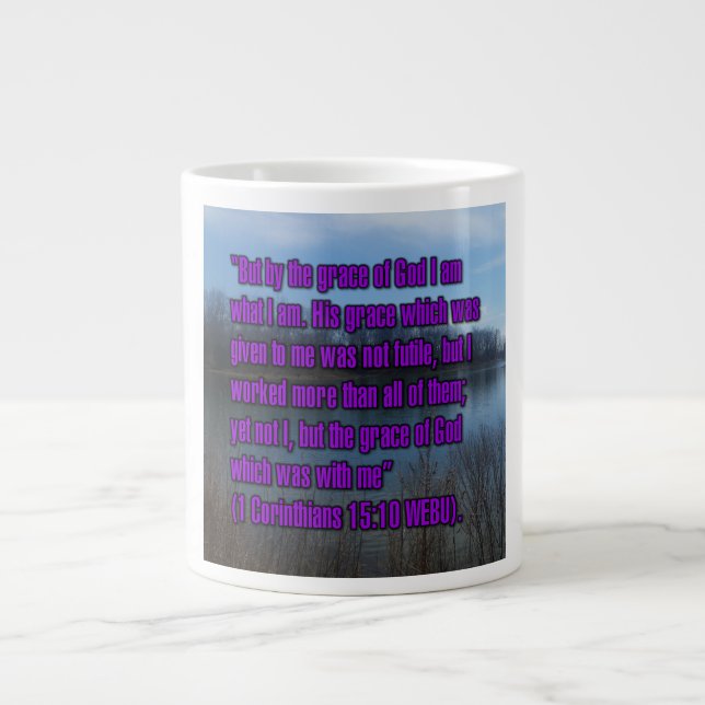 1 Korinthierbrev 15:10 WEBU Mugg Jumbo Mugg (Framsidan)