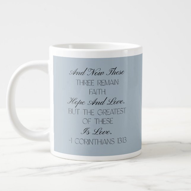 1 Korintierbrevet 13:13 Hopp Bibelvers Mugg Jumbo Mugg (Vänster)