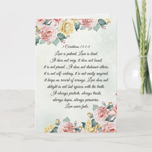 1 Korintierbrevet 13:4-8 Kärlek är tålamodig, kärl Kort (Framsida)