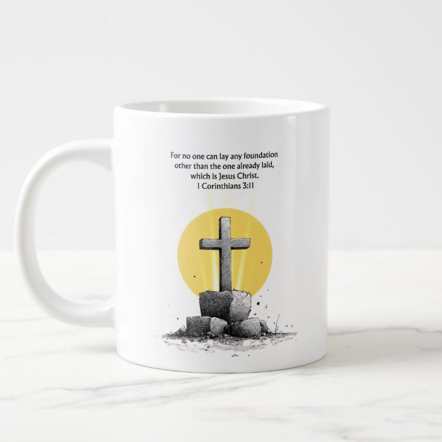 1 Korintierbrevet 3:11 Bibelvers Kristet Mugg Jumbo Mugg (Vänster)