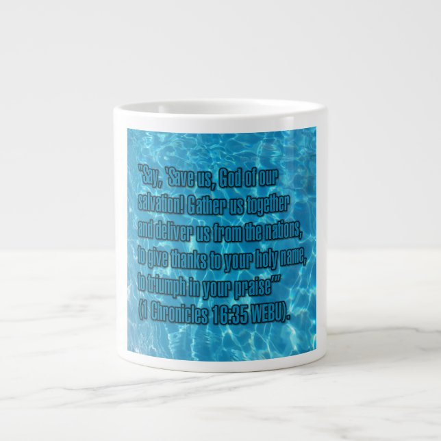 1 Krönikeboken 16:35 WEBU Mug Jumbo Mugg (Framsidan)