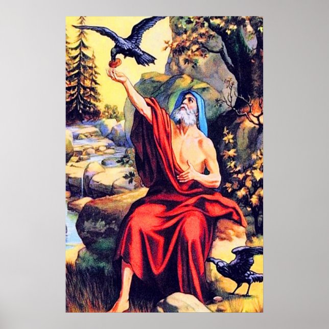 1 Kung 17 Gud skickar mat till Elijah poster (Framsidan)