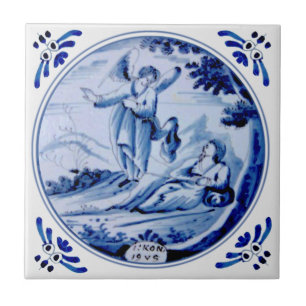 1: Kung:19 Angel Awakens Elijah Blue Delft Repro Kakelplatta