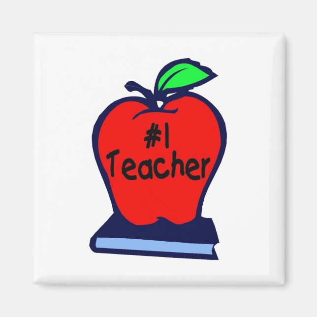 #1 Lärare (Apple/Bokar) Magnet (Framsidan)