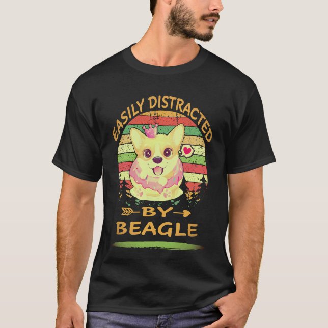 1 Lätt Distraherad Av Beagle T Shirt (Framsida)