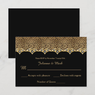#1 Leopardtryck Guld Diamanter RSVP Inbjudningar