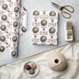 1 Lycklig Camper 1:a födelsedag Pappert med fotoms Presentpapper