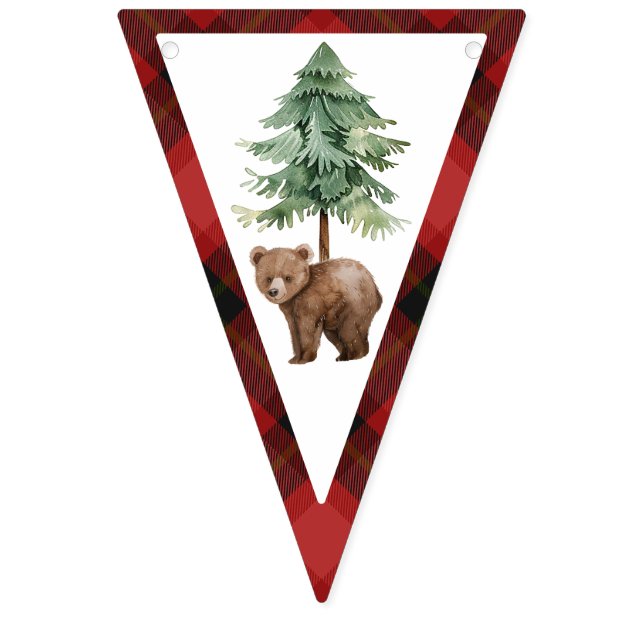 1 Lycklig Camper Red Buffalo Play 1:a födelsedag Vimplar (Tionde flaggan)