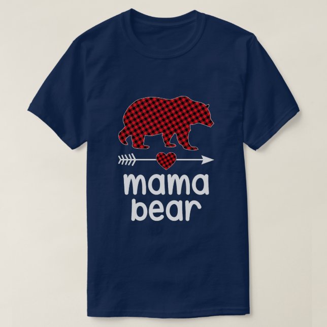 1 - Mamma Bear jul Pajama Red Play Buffalo F T Shirt (Design framsida)