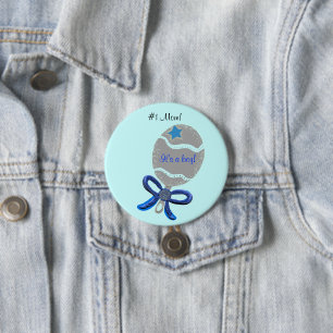 #1 Mamma för Nyfödd bebis Boy Blue Button Knapp