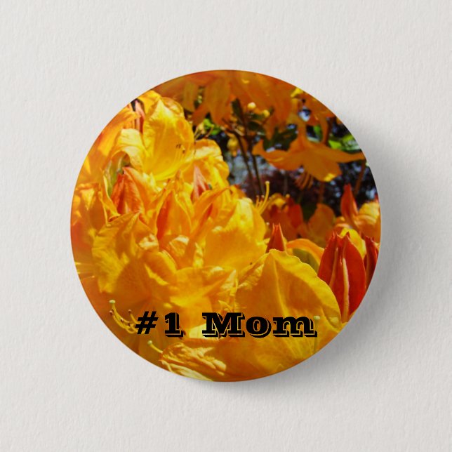 #1 Mamma Orange Rhodies Blommor anpassade Knappar (Framsida)
