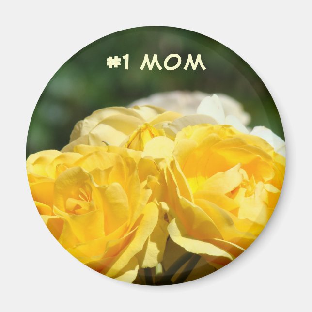 #1 Mammagnet Gul Ros Blomsterträdgård Rosor Magnet (Framsidan)