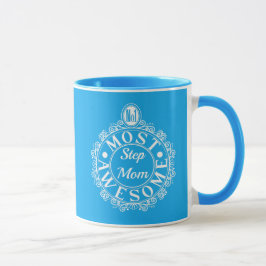 1 Mest Fantastisk Stepmamma White Print på Blue Mugg