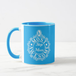 1 Mest Fantastisk Stepmamma White Print på Blue Mugg