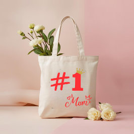 #1 Mom Love Personalized Tote Bag Tygkasse