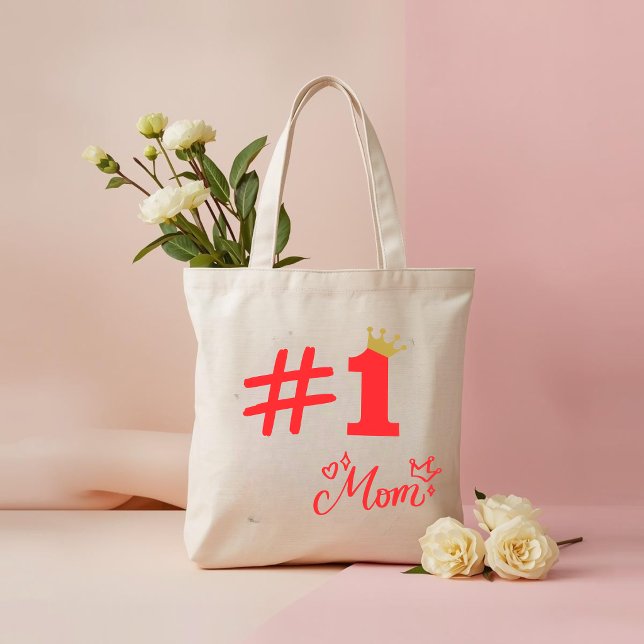 #1 Mom Love Personalized Tote Bag Tygkasse (Skapare uppladdad)